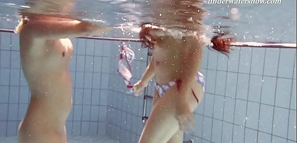  Iva Brizgina and hottie Paulinka swim naked underwater